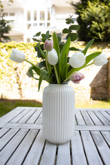 Flower bouquet in a spring garden