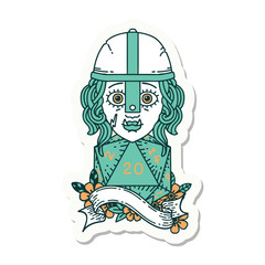half orc fighter with natural 20 dice roll sticker