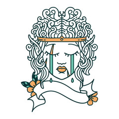 crying elf barbarian character face illustration