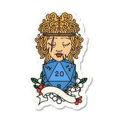 human barbarian with natural 20 dice roll sticker