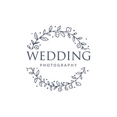 Fototapeta na wymiar Creative Floral Concept Logo Template, Wedding Photography