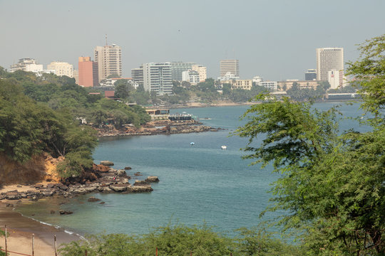Dakar coastline, beach and vegetation. Dakar. Senegal. West Africa.
