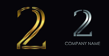 Number 2 logo design .Gold and silver logo 2.