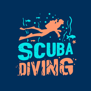 
sketch of diver print on t-shirt vector illustration