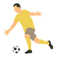 vector, on a white background, in a flat style a football player runs