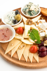 cheese plate on isolate white background