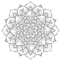 Circular Flower Mandala with vintage floral style, Vector mandala Oriental pattern, Hand drawn decorative element. Unique design with petal flower. Concept relax and meditation use for page logo book