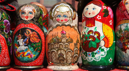 Russian dolls in the market