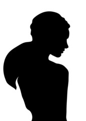 woman profile, black, white woman, silhouette,