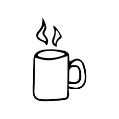 Cup of coffee or other drinks black and white doodle style. Hand drawn illustration vector