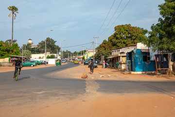 Fototapeta na wymiar Typical small town in Gambia. Bakau.