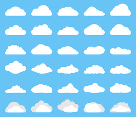Fototapeta premium white cloud icon set on blue background vector illustration