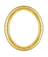 retro golden oval  picture frame, isolated