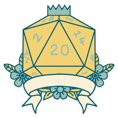 natural 20 critical hit D20 dice roll illustration