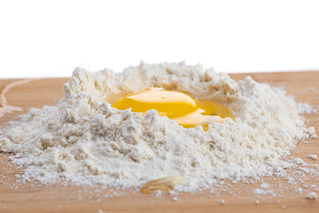 flour and egg crust as components of dough preparation