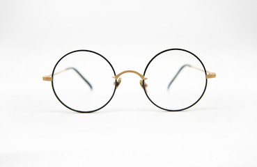 Black eyeglasses with white background