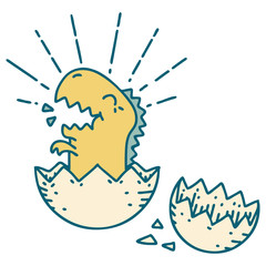 traditional tattoo style hatching dinosaur