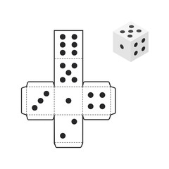 Printable dice template isolated on white background