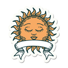 tattoo sticker with banner of a sun