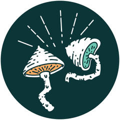 icon of tattoo style mushrooms
