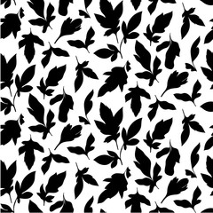 Floral pattern. Seamless vector texture with flowers for fashion prints or wall paper. Hand drawn style, Black and white. 