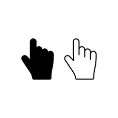 Hand cursor, hand clicks or mouse pointer icon flat on isolated white background. EPS 10 vector.