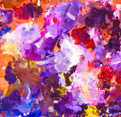 Artist's palette with oil paints. Multicolor abstract background. Oil paints on the palette  