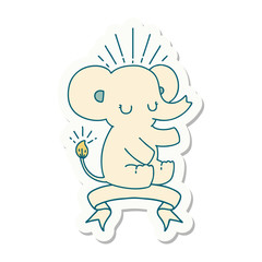 sticker of tattoo style cute elephant