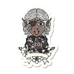 elf rogue character with natural twenty dice roll illustration