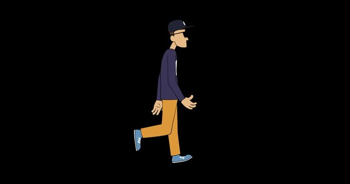 Man walk cycle. Loop animation with included alpha channel.