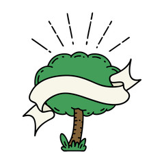 banner with tattoo style tree