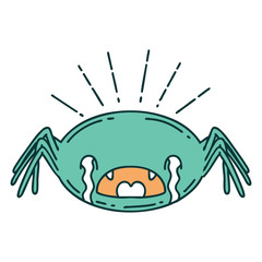 traditional tattoo style crying spider