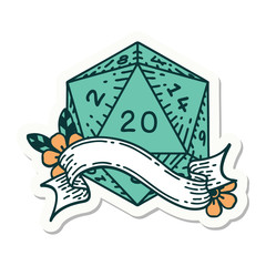 natural twenty D20 dice roll sticker