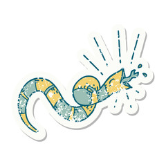 grunge sticker of tattoo style hissing snake