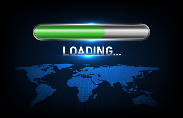 abstract background of Progress loading bar indicator scales bar and world maps