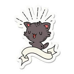 sticker of tattoo style happy cat