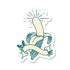 sticker of tattoo style peeled banana