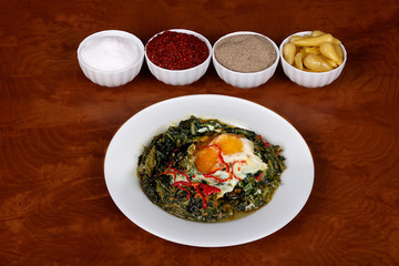 excellent turkish food egg spinach spicy