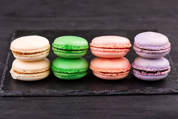 Associate desserts with different taste on black background