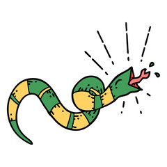 traditional tattoo style hissing snake