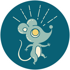 icon of tattoo style mouse character