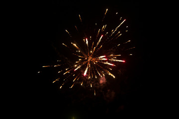 Beautiful single golden firework bursting