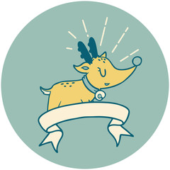 icon of tattoo style christmas reindeer