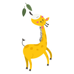 Cute cartoon little giraffe.