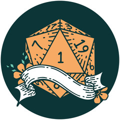 natural one d20 dice roll icon