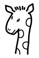 Giraffe / cartoon vector and illustration, black and white, hand drawn, sketch style, isolated on white background.