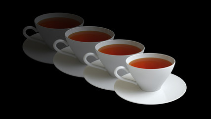Mug on the black surface. 3D Illustration.