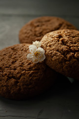 Oatmeal liver is lying on the table and on top of each other, the photo is close.