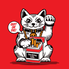 Lucky Fortune Cat Quit Smoking 