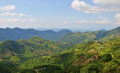 Fototapeta premium View of the morning mountainscape near Kalaw, Myanmar